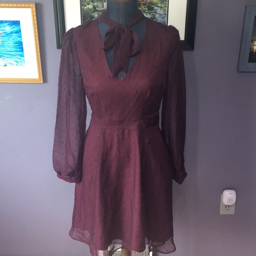 Modcloth Deep Plum Attached Sash at Neck Dress